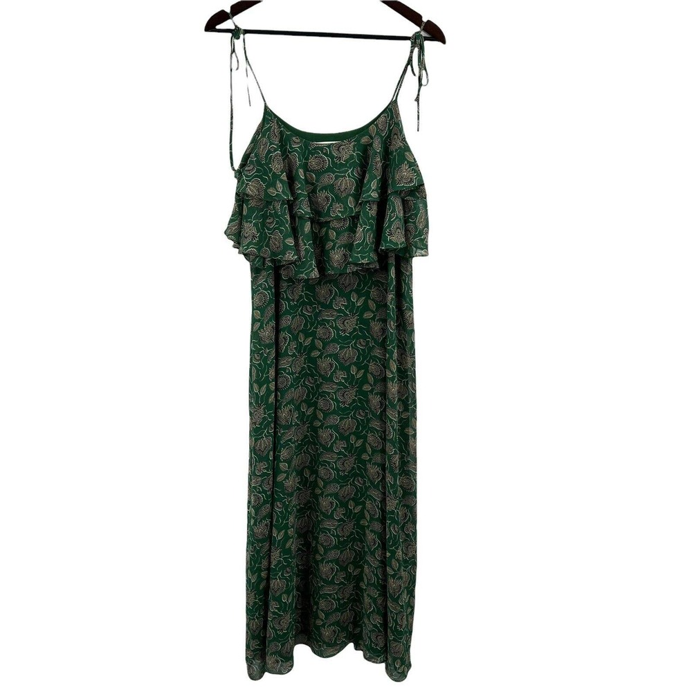 Rebecca Minkoff‎ Green Ruffle Sleeveless Floral Long Dress Size 8